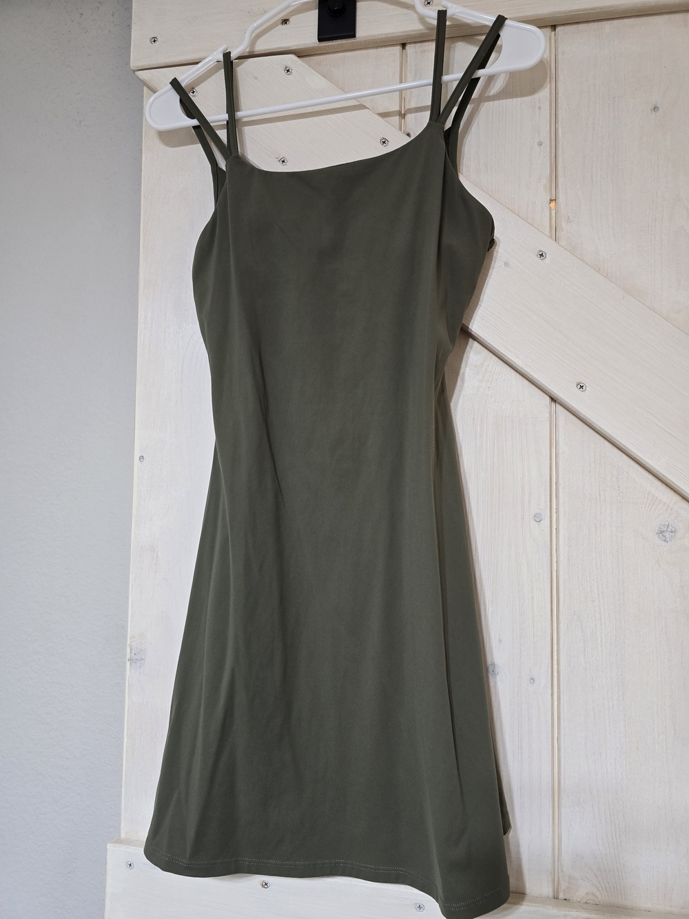 Olive Green Slip Dress - Minimal Spaghetti Strap